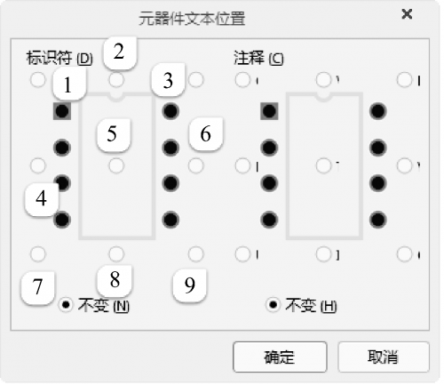 「部品テキスト位置」ダイアログボックス